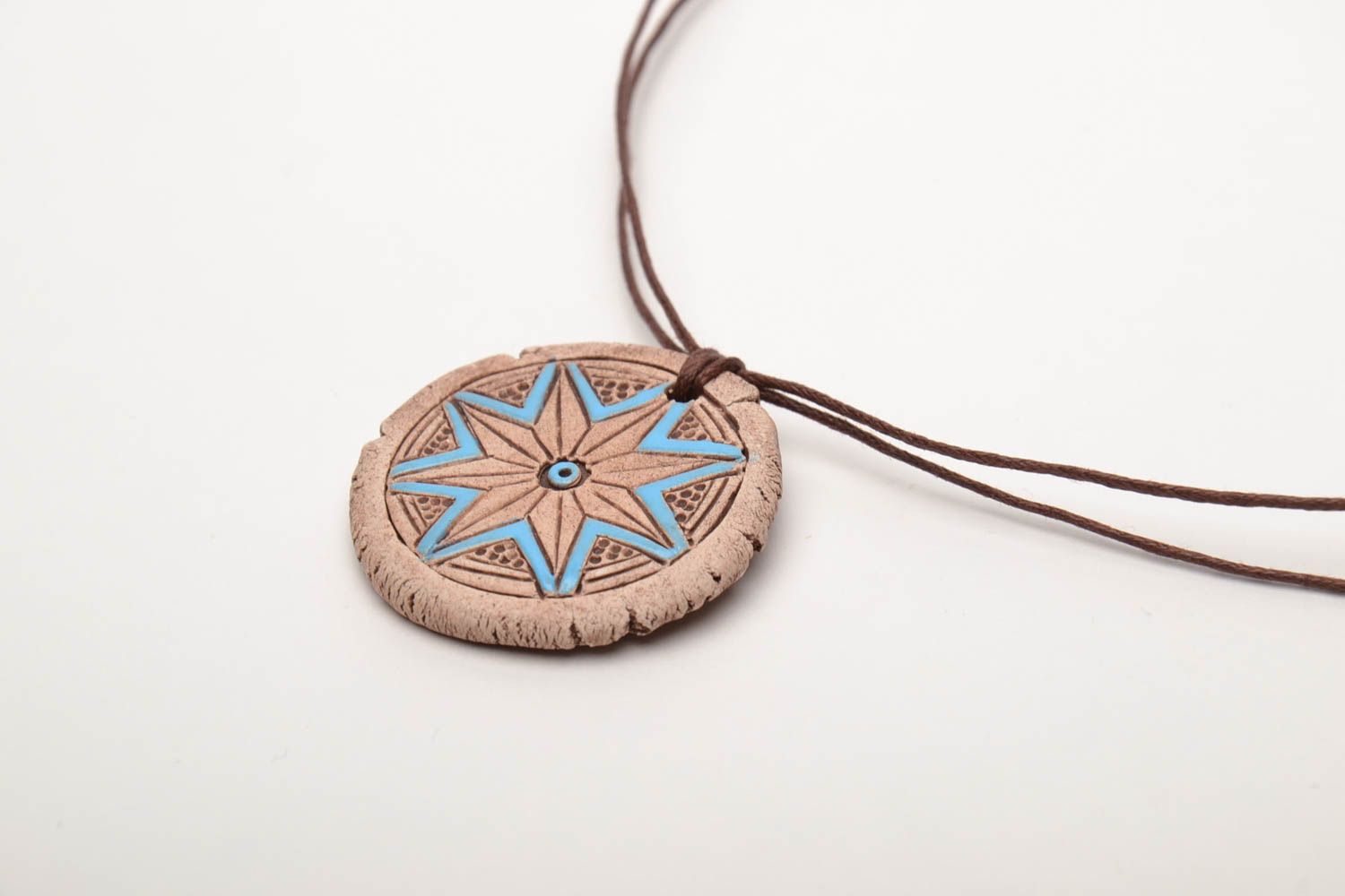 Ceramic pendant with ornaments in ethnic style photo 4