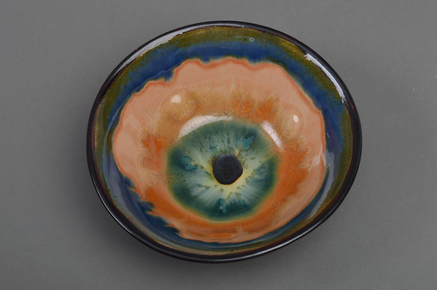 Joli bol porcelaine avec peinture fait main vaisselle insolite multicolore photo 1