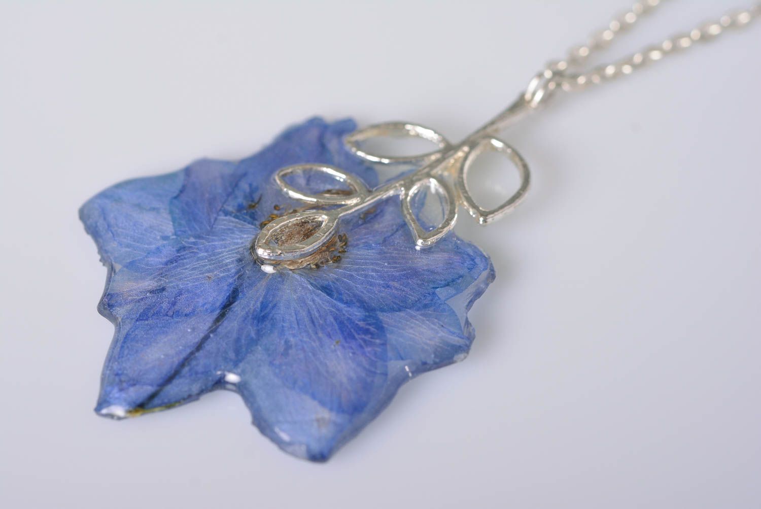Jewelry with natural flower handmade chain pendant chain jewelry botanic pendant photo 3