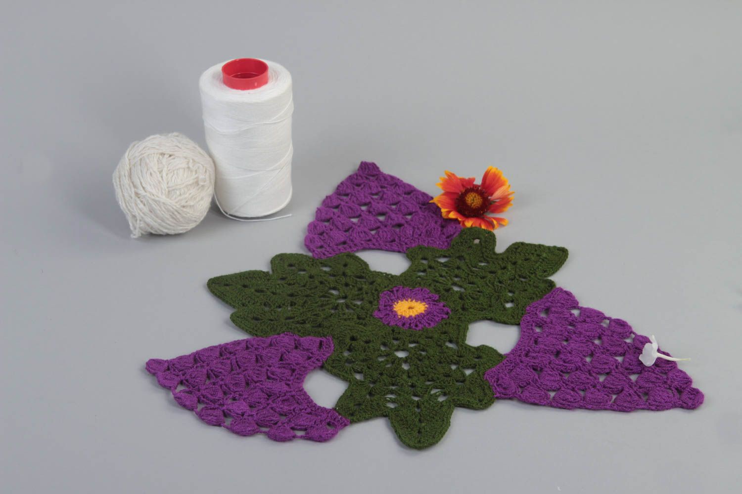 Small napkin for home kitchen interior decor crocheted handmade napkin photo 1