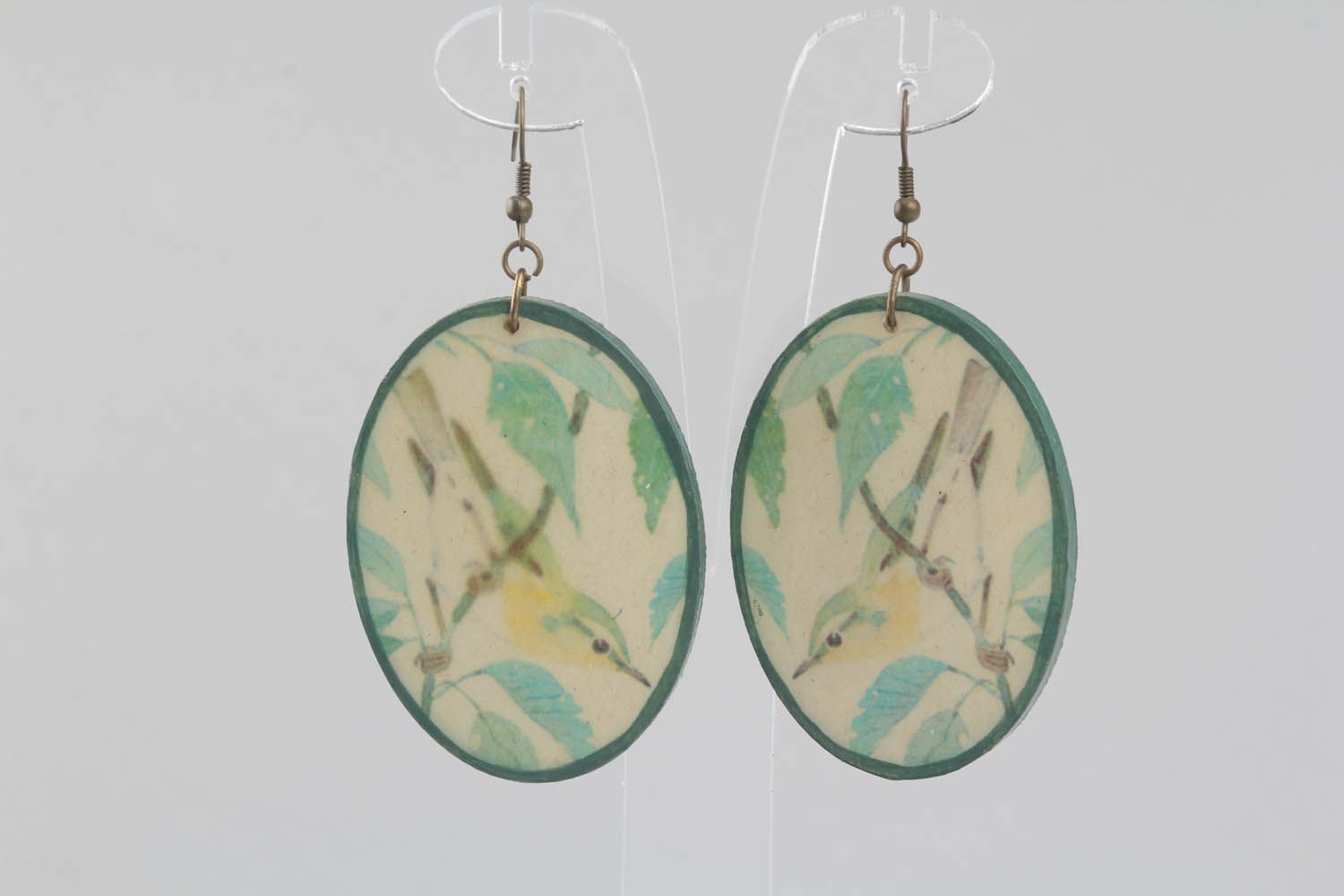 Earrings made using decoupage technique photo 4