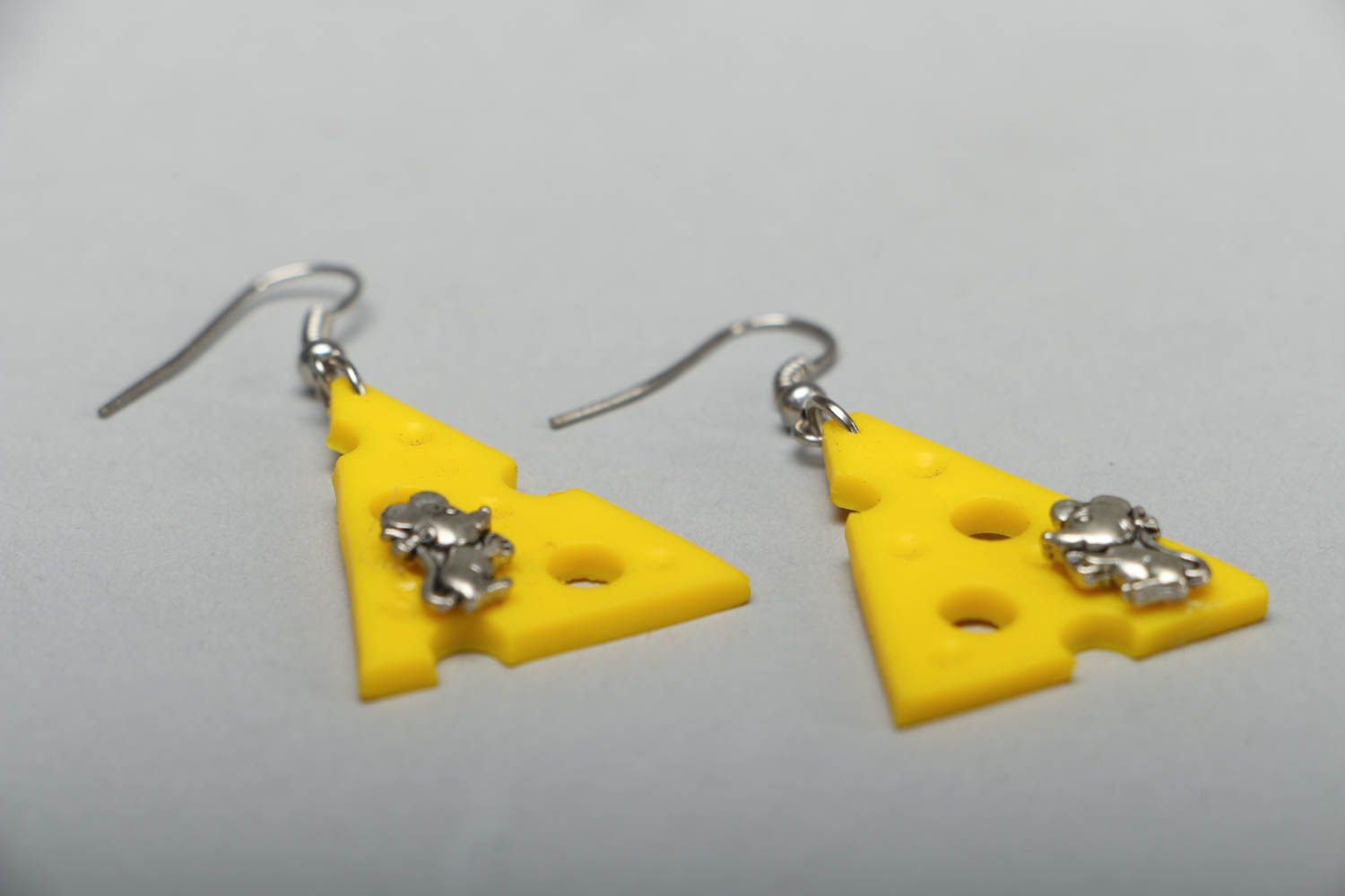Polymer clay earrings in the shape of cheese photo 2