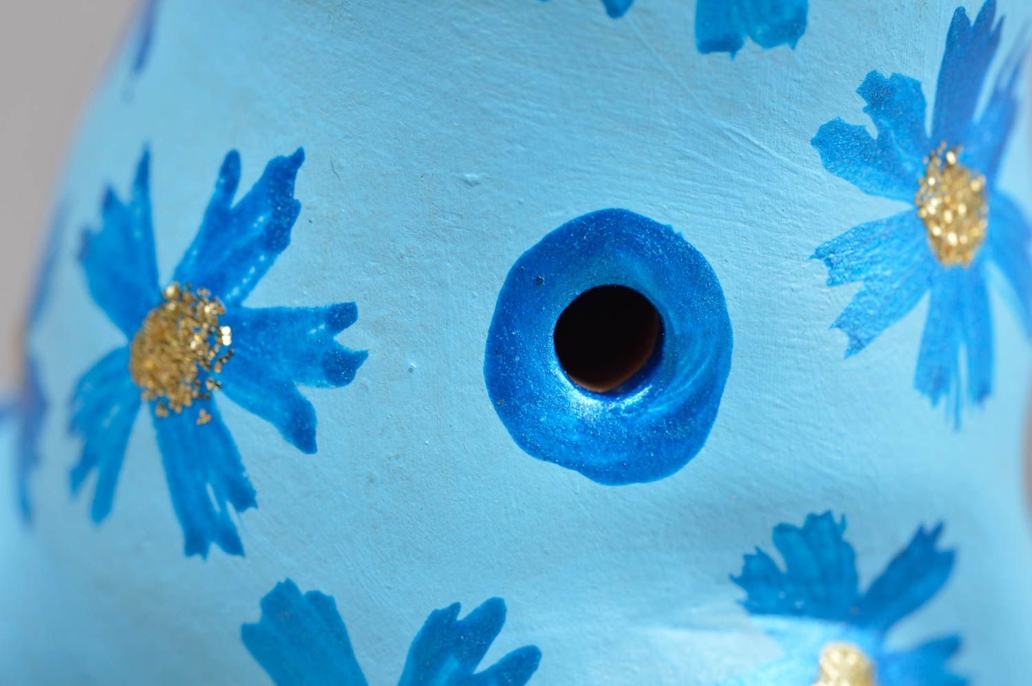Sifflet jouet fait main Instrument de musique Figurine lapin bleu ciel argile photo 5
