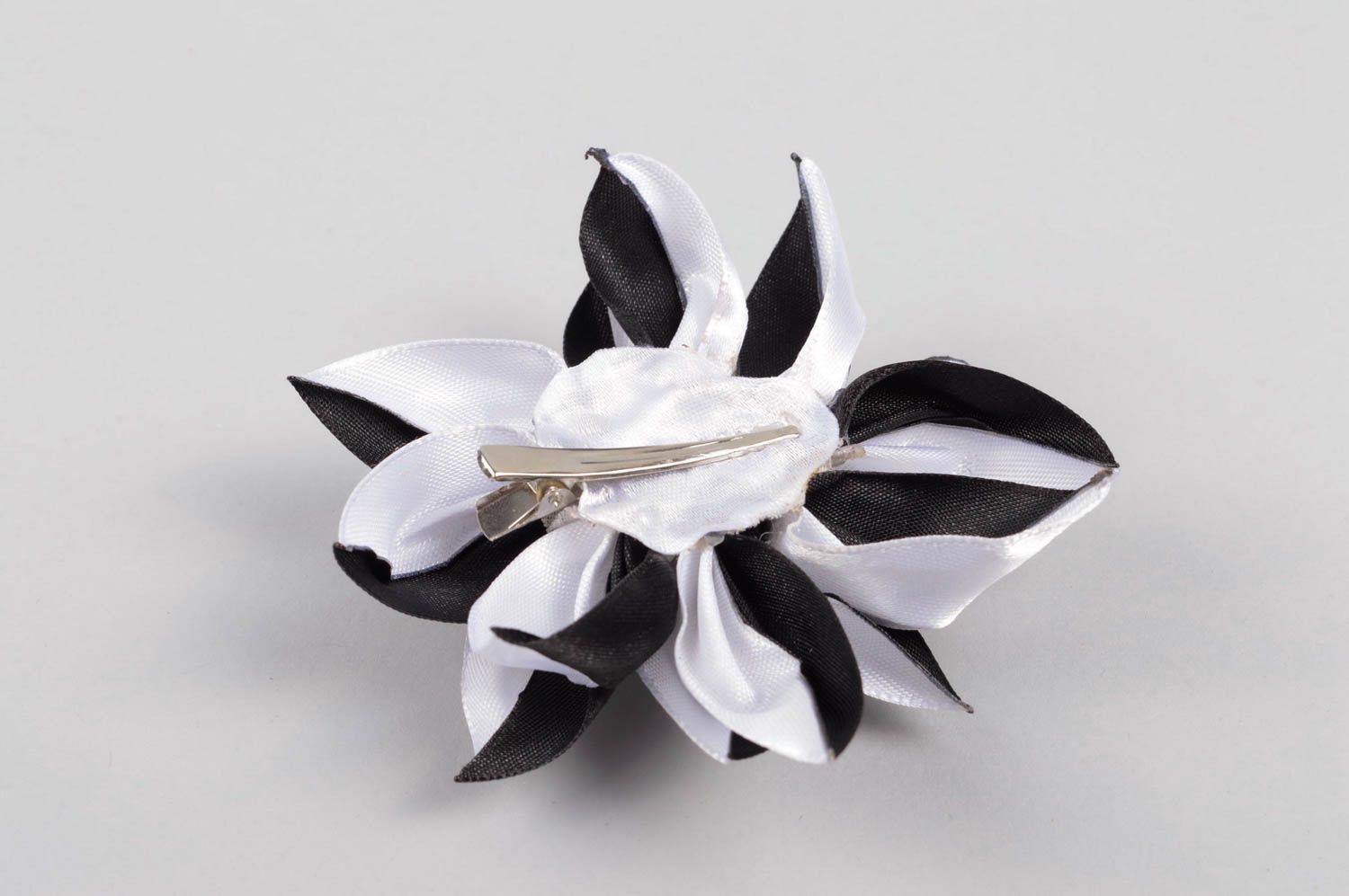 Handmade designer hair clip black and white accessory flower hair clip photo 4