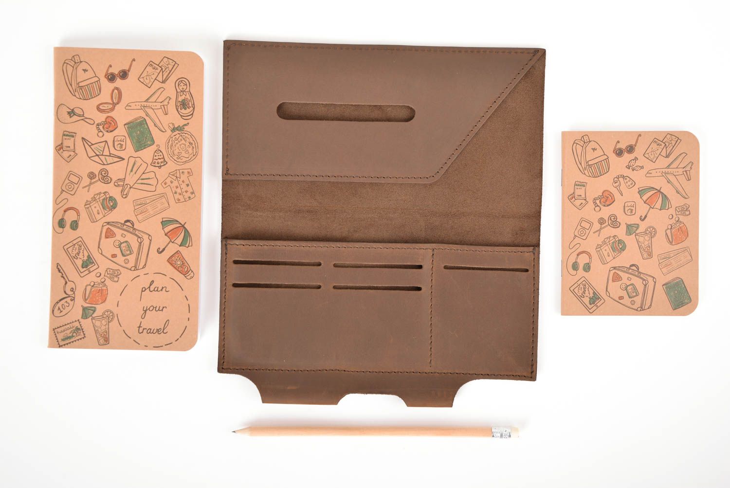 Handmade leather card holder document holder travel case leather goods photo 4