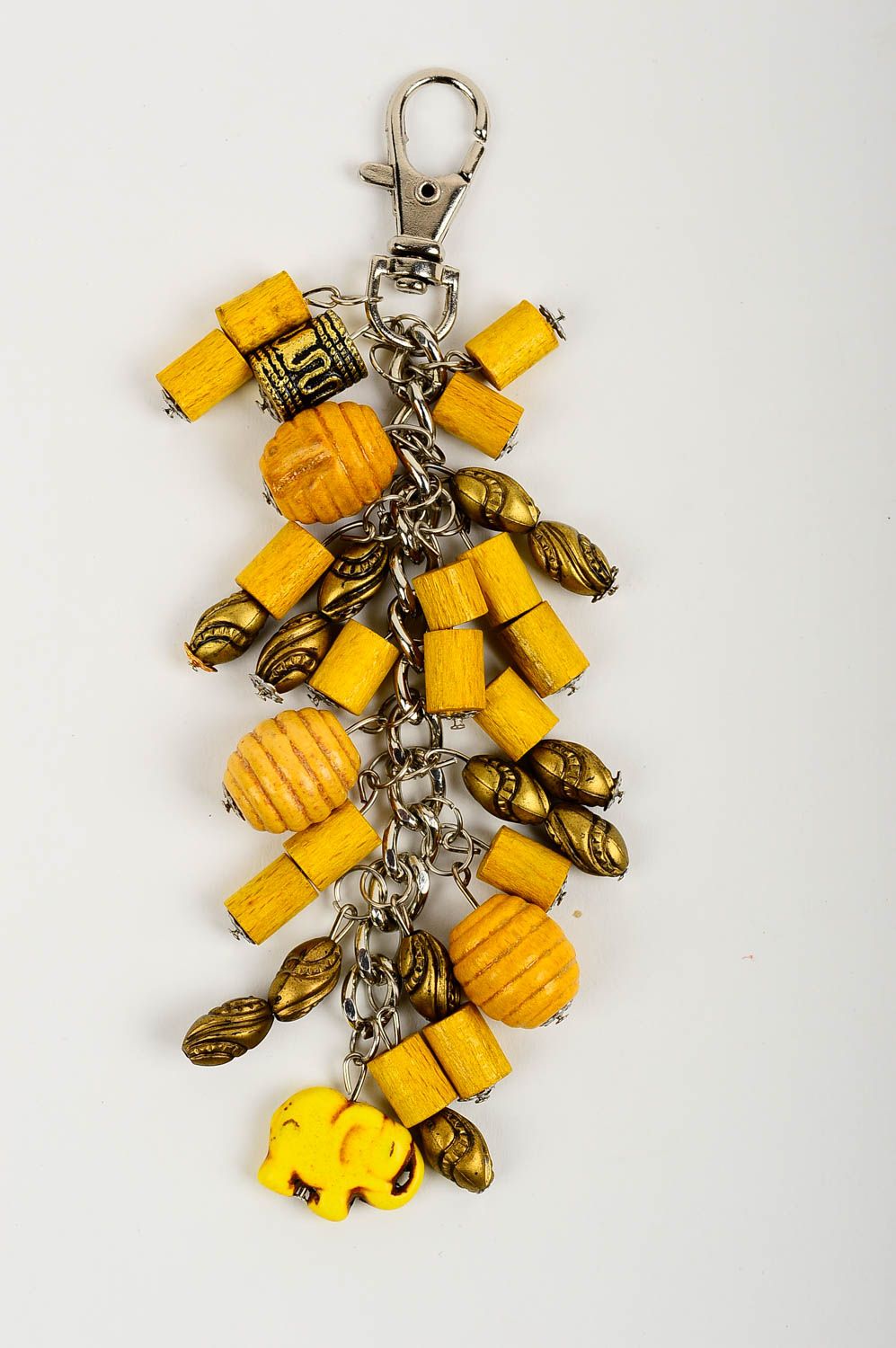 Porte-clés jaune Accessoire design fait main pierres naturelles Cadeau original photo 2