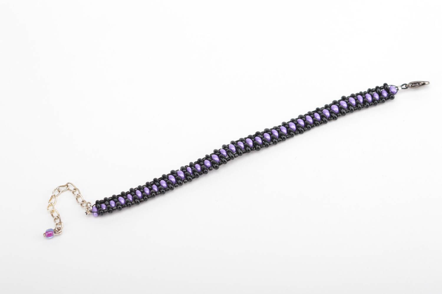 Schwarz lila Designer Armband aus Glasperlen und Rocailles handmade für Damen foto 2