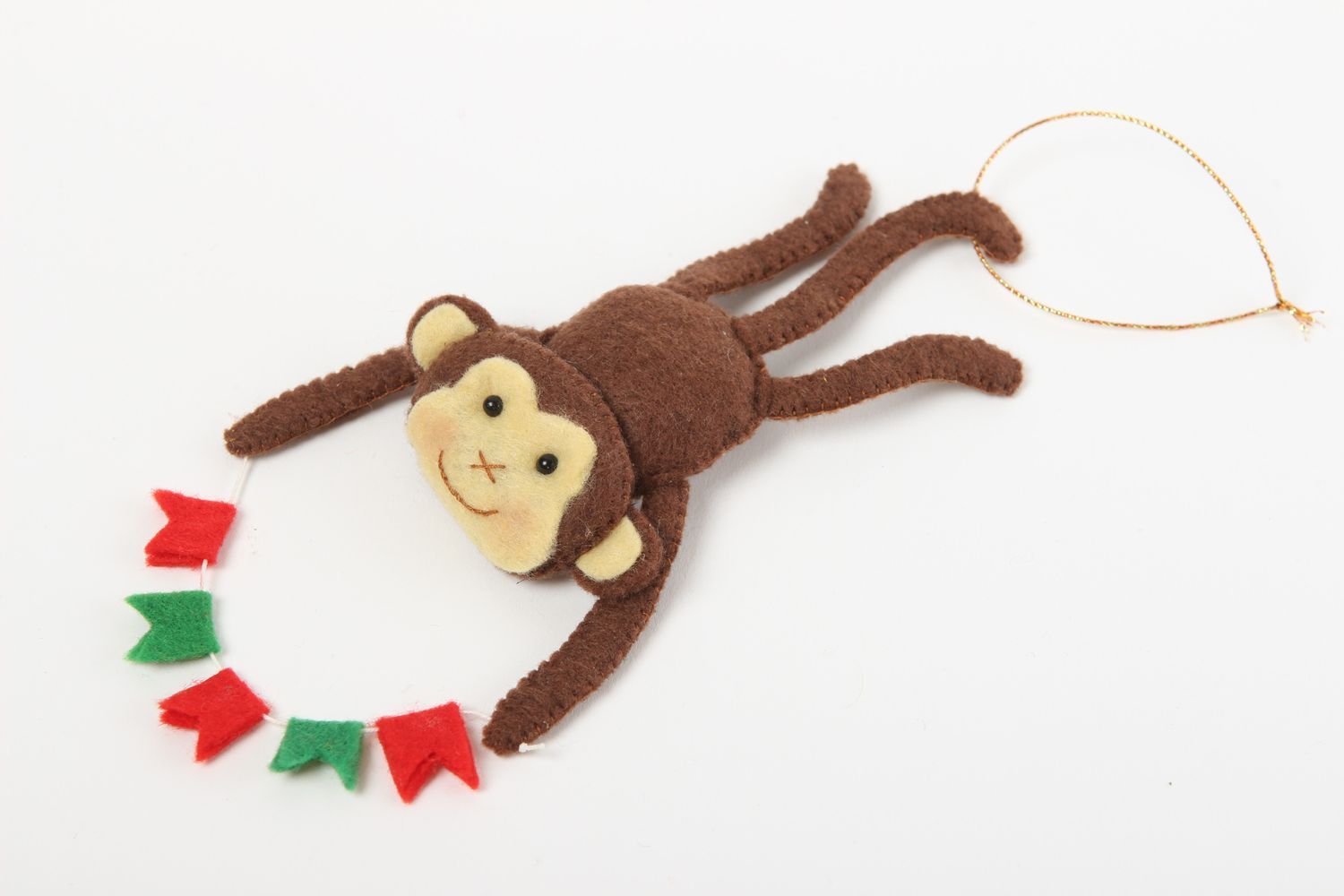 Déco fait main Jouet à suspendre singe en feutre design Décoration Noël photo 2