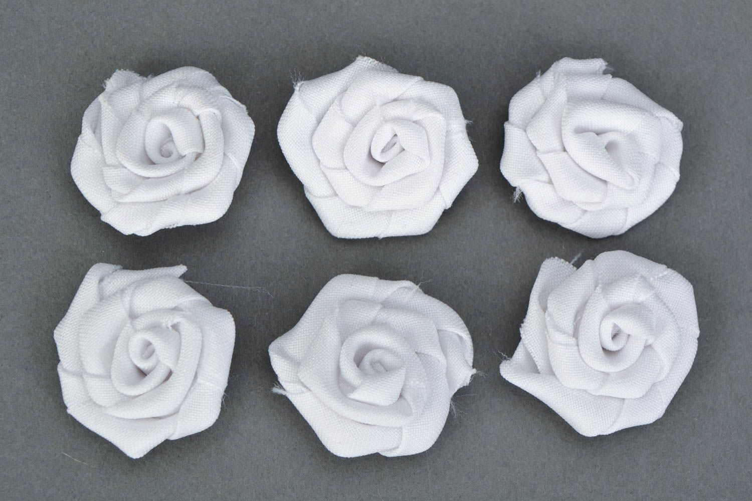 Handmade small white fabric rose flower decoration for jewelry making photo 5