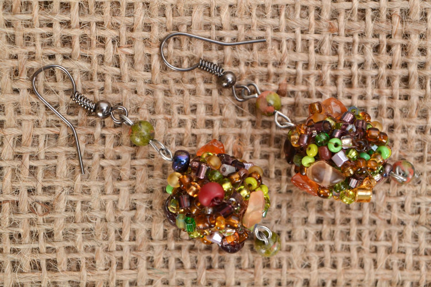 Earrings with jasper and amber photo 1