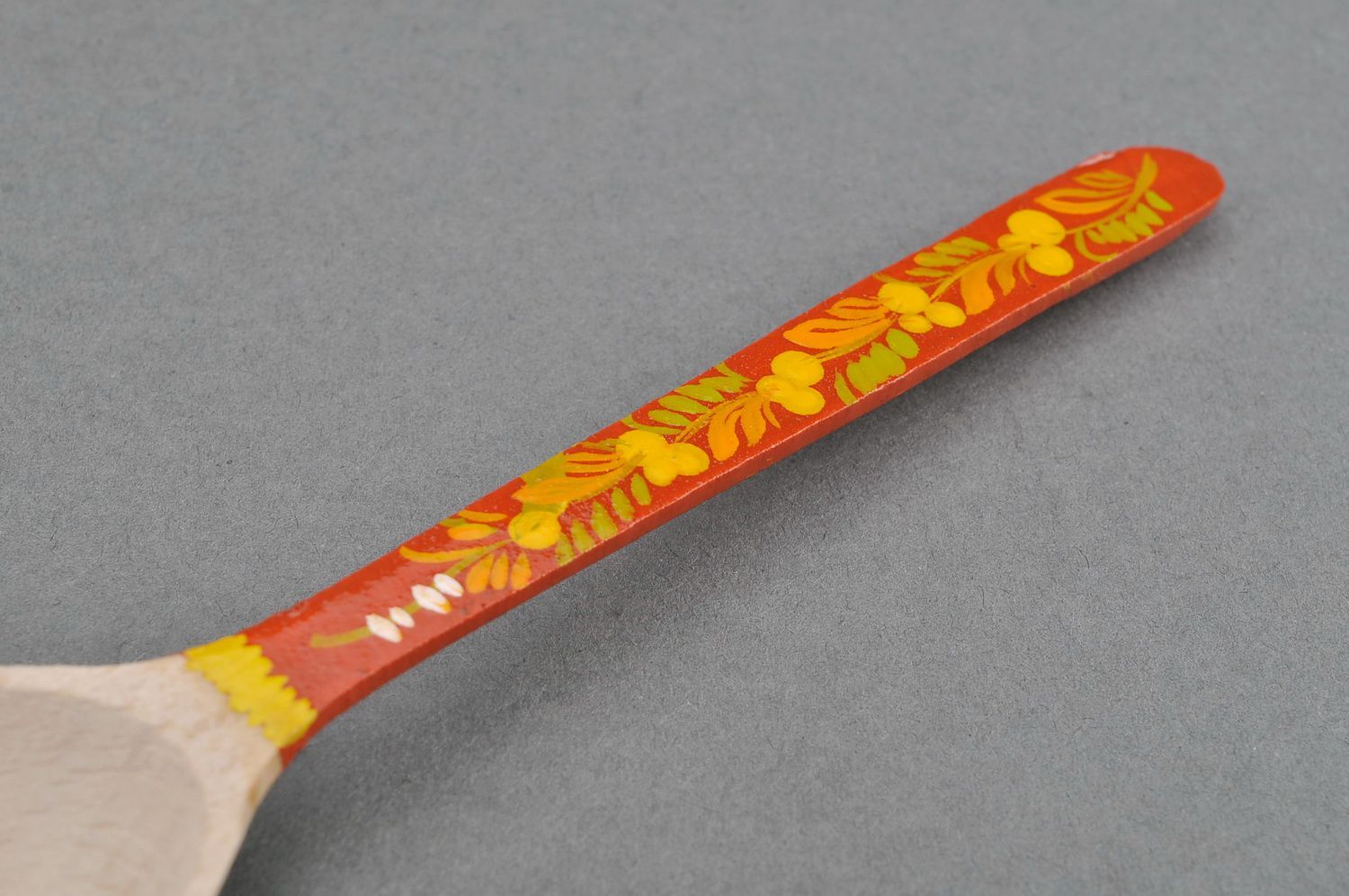 Wooden teaspoon with orange handle photo 4