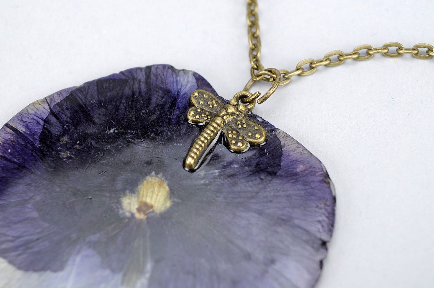 Pendant made from natural flowers Pansies photo 3