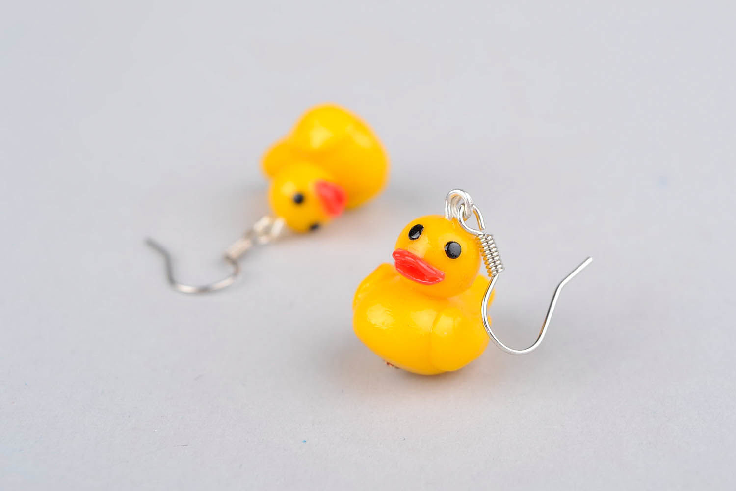 Earrings made ​​of polymer clay Ducks photo 1