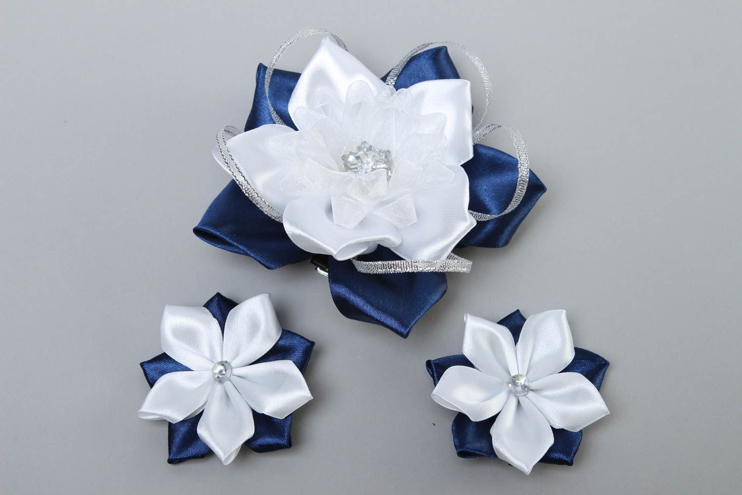 Handmade Haarspangen Set Haarschmuck Blumen Mode Accessoires 3 Stück weiß foto 2