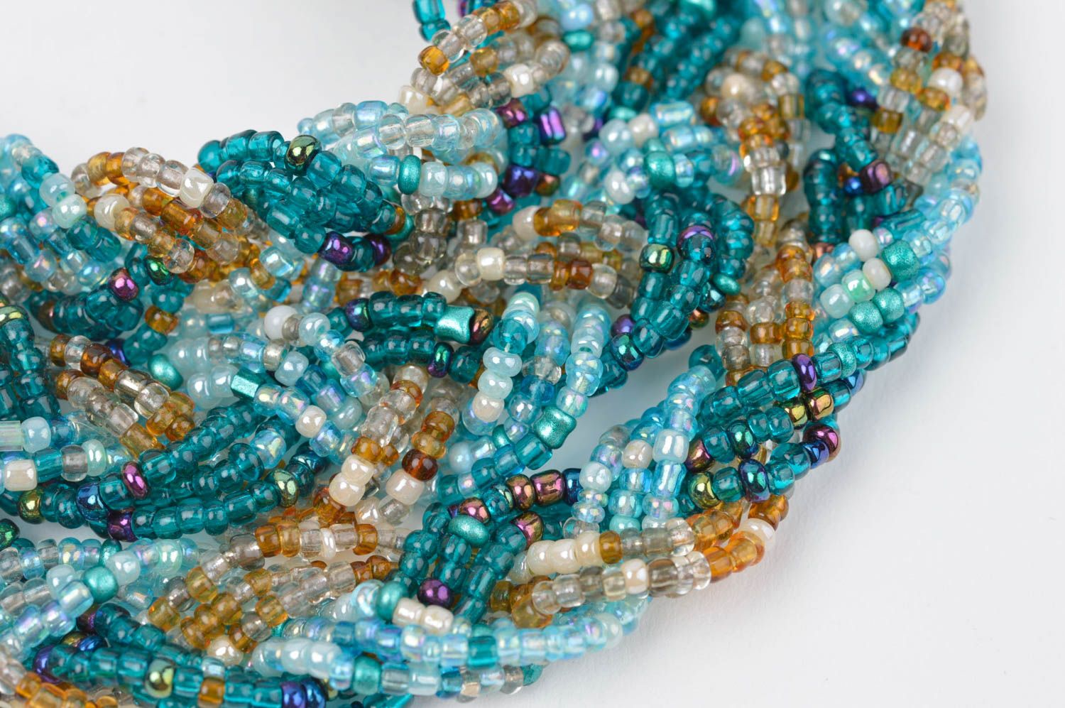 Collier en perles de rocaille Bijou fait main bleu large Cadeau pour femme photo 4