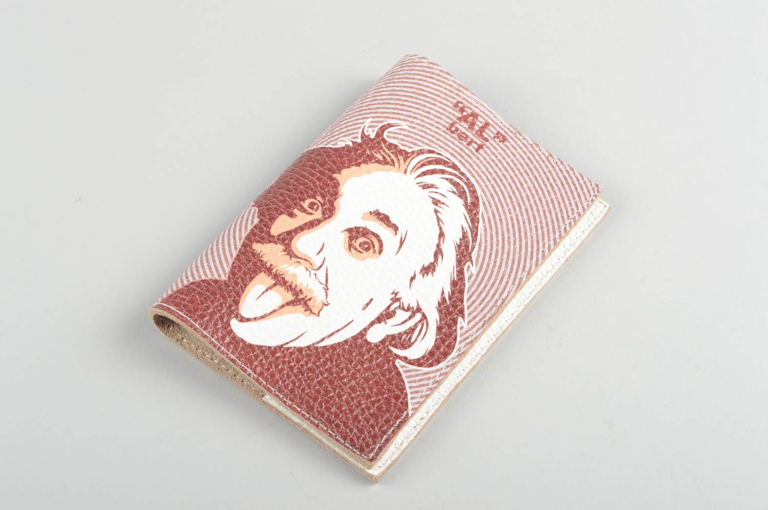 Étui passeport cuir fait main Protège-passeport Einstein Accessoire homme photo 4