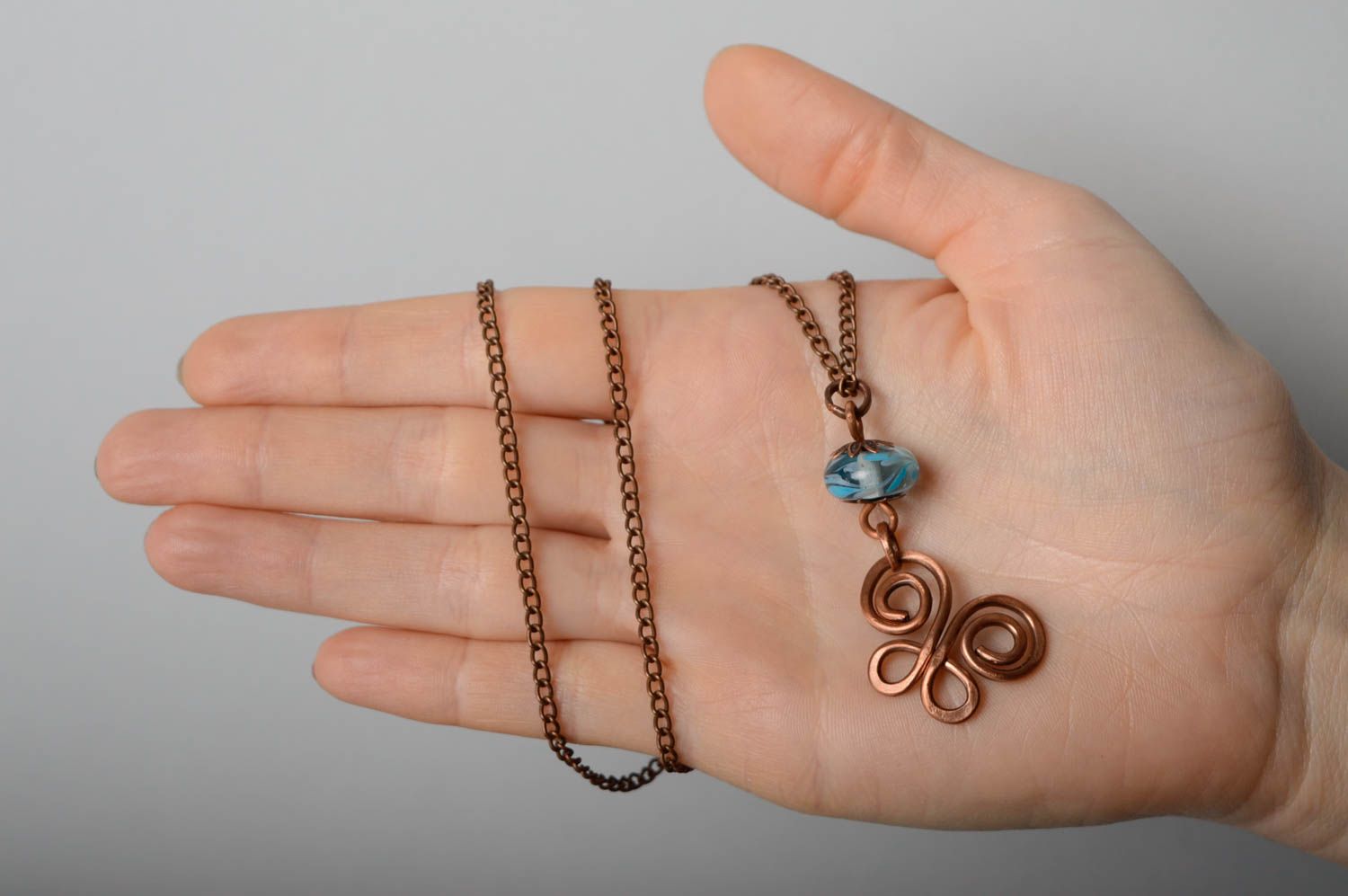 Wire wrap copper pendant Butterfly photo 5