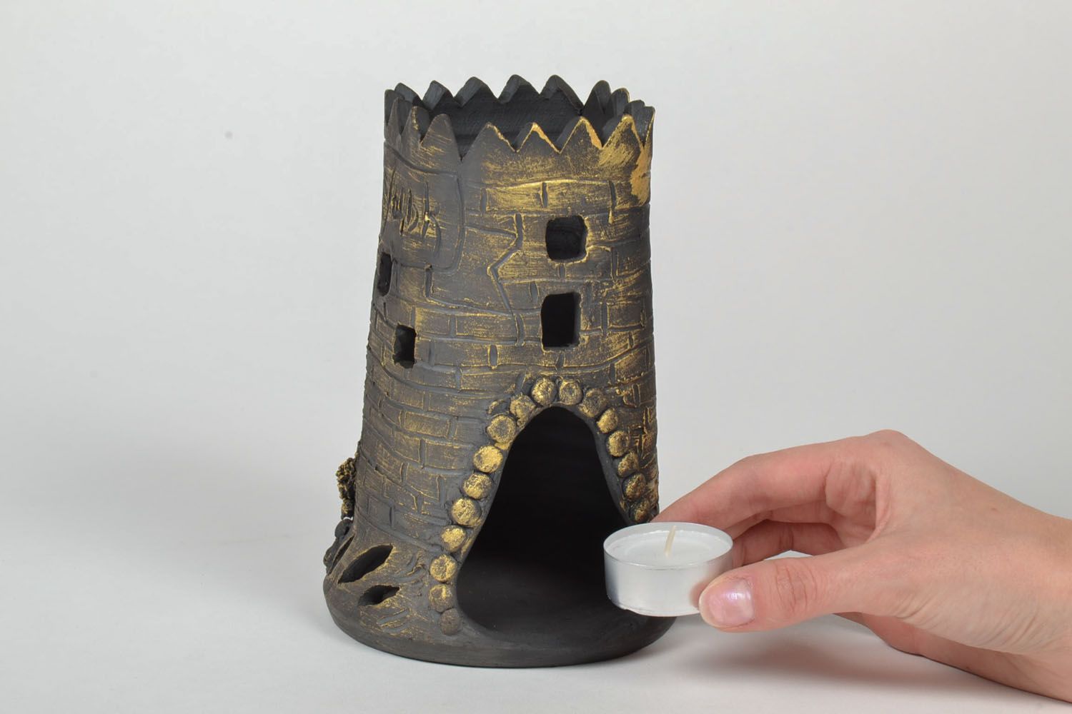 Castle tower tea light candle holder for child room 6,3 inches, 1,19 lb photo 5