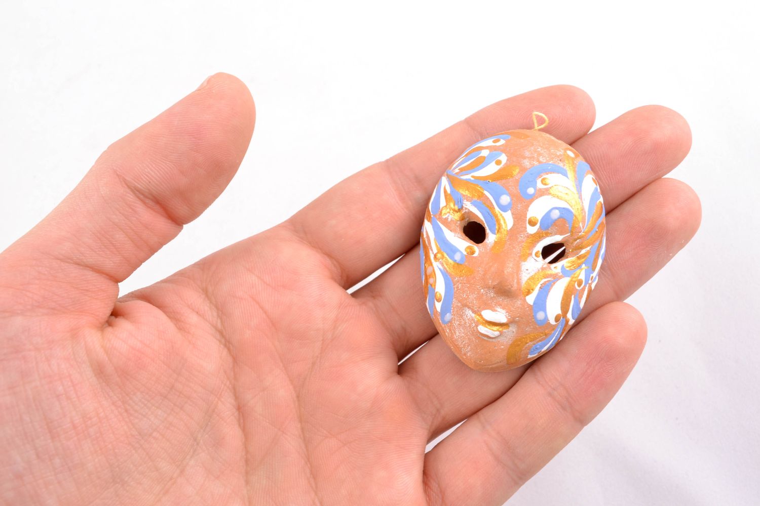 Clay interior pendant mask with beautiful painting photo 2