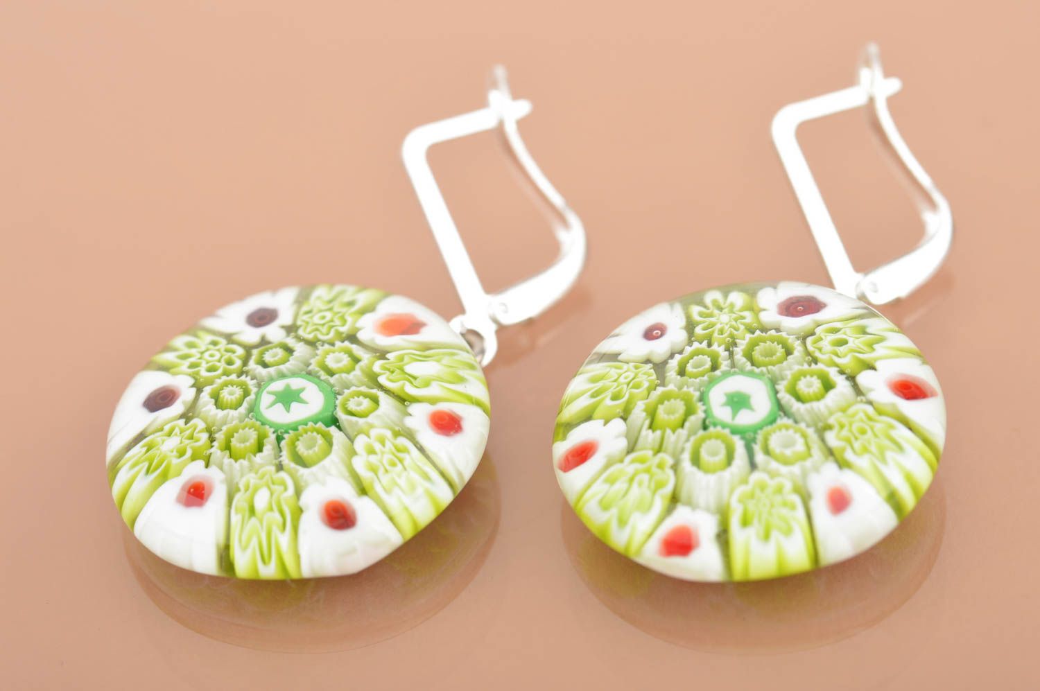 Schöne runde Ohrringe aus Murano Glas handmade Schmuck für Frauen Frühling  foto 2
