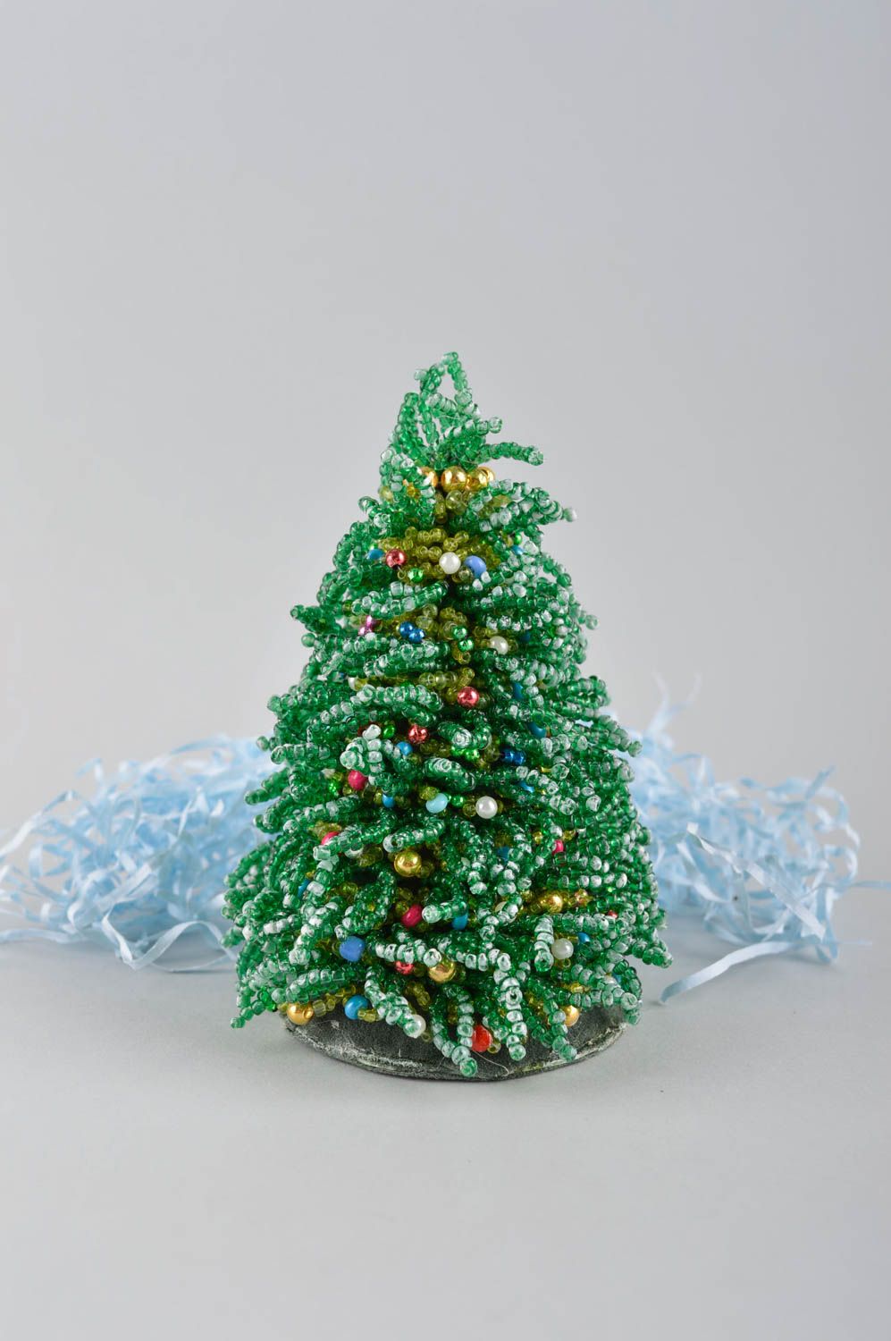 Sapin artificiel fait main Déco Noël perles de rocaille Déco maison Nouvel An photo 1