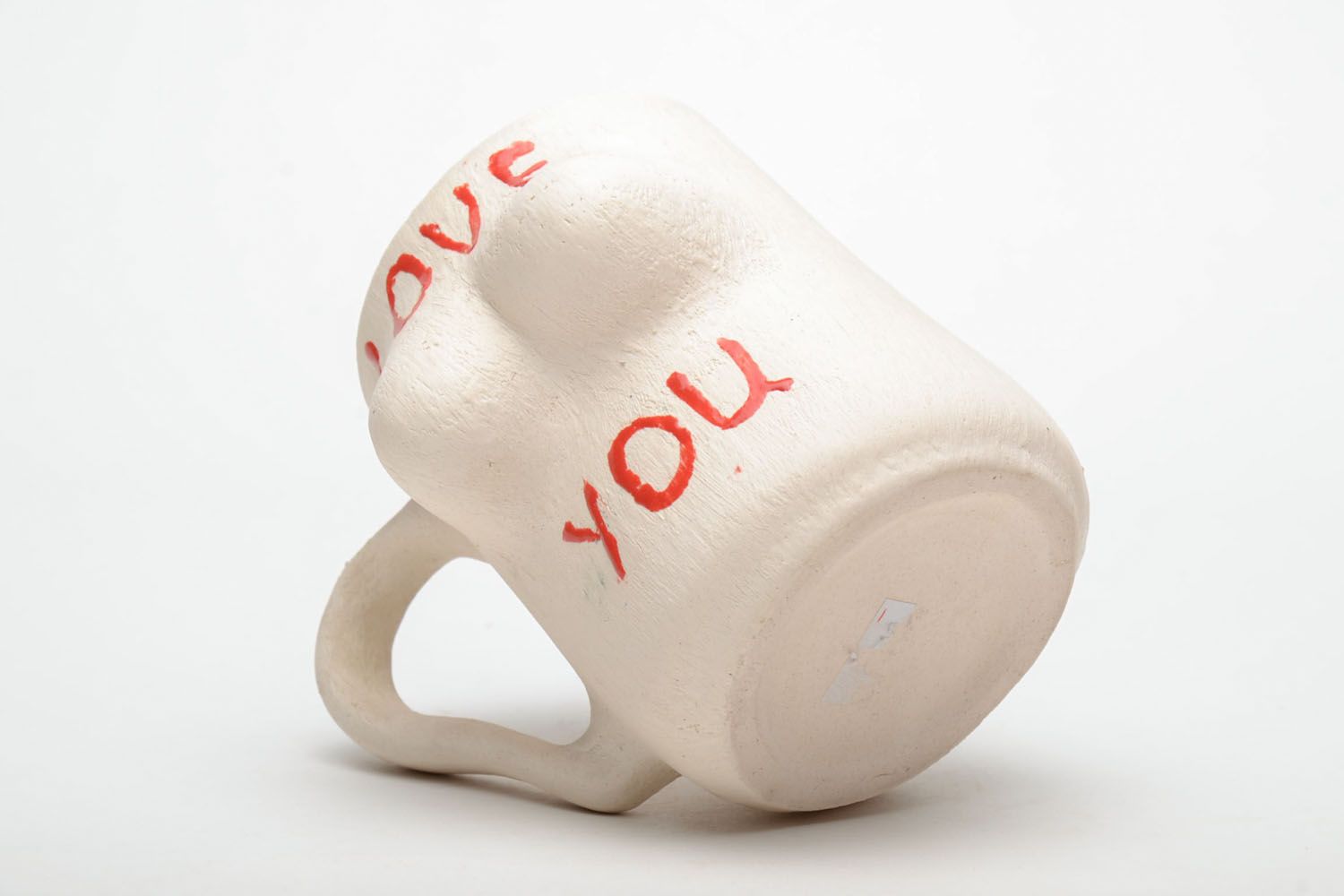Handmade white color woman's body shape drinking cup with handle photo 4