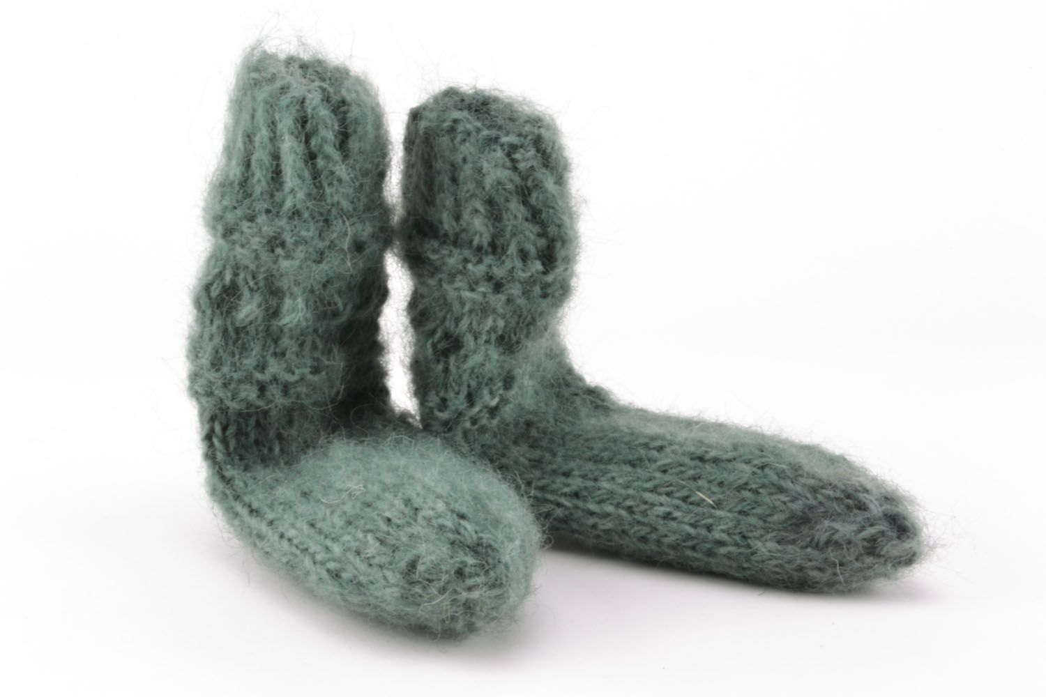 Homemade knitted wool socks photo 4