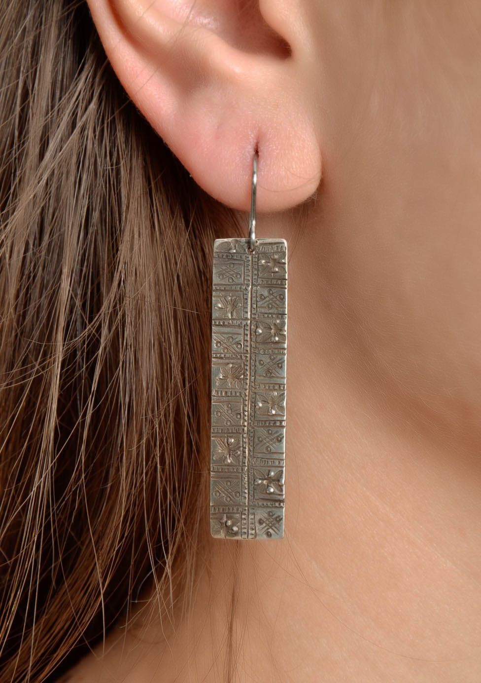 Rectangular earrings made of cupronickel  photo 4