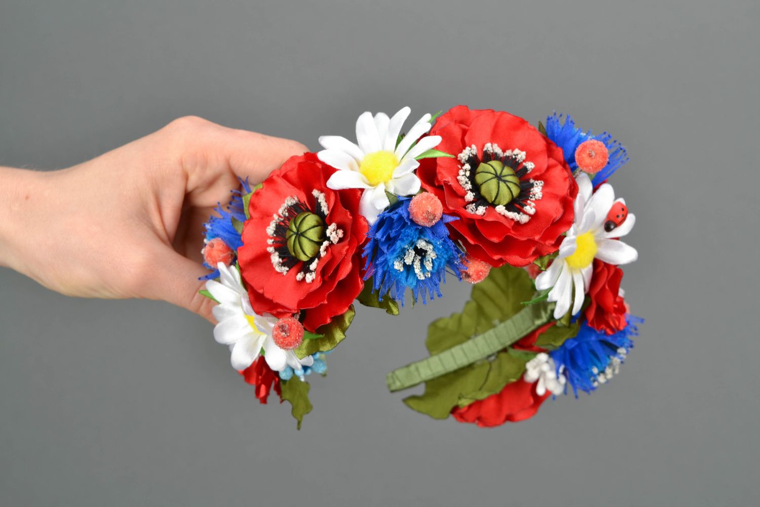 Floral headband with poppies photo 2