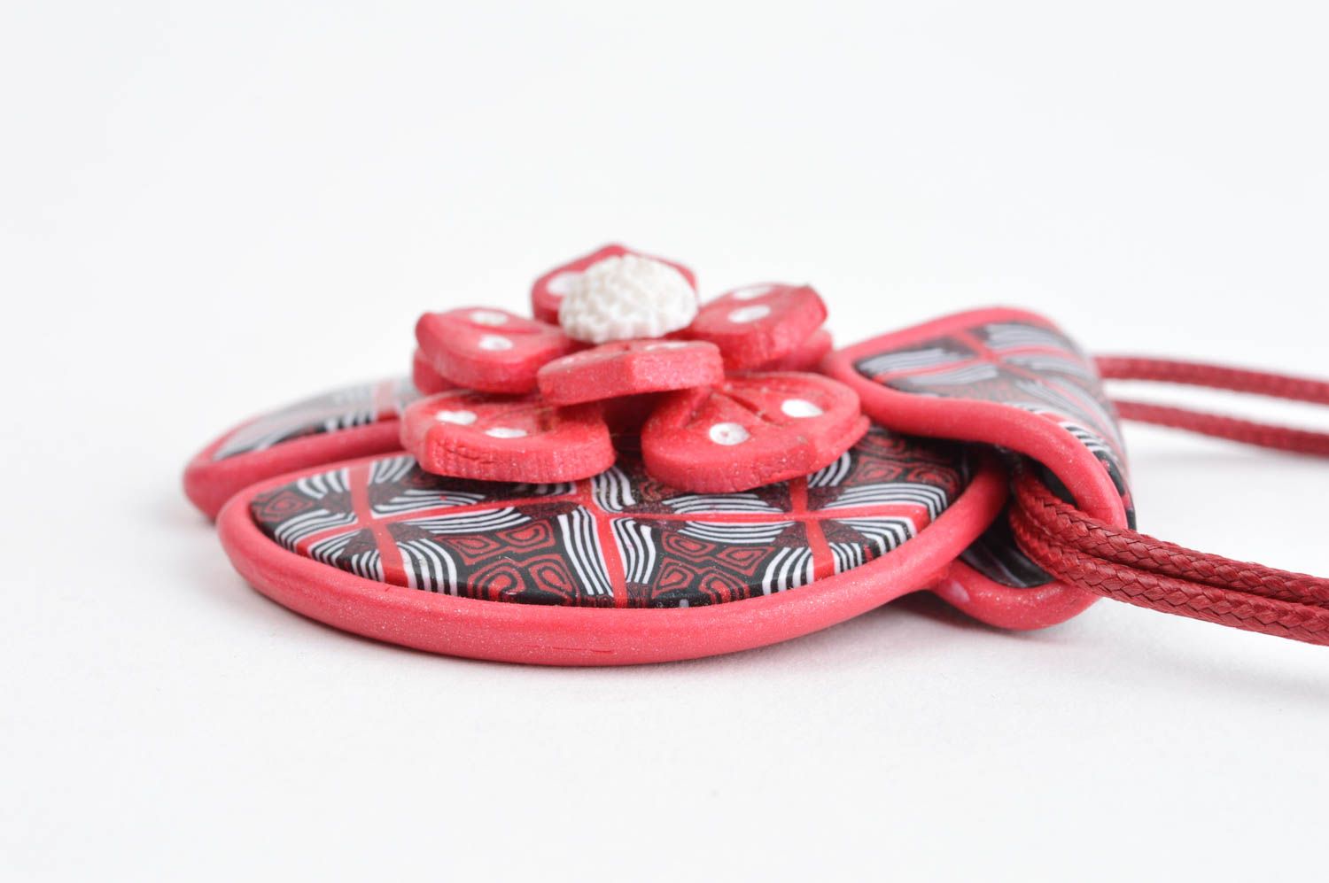 Pendentif design fait main Bijou mode rose en pâte polymère Cadeau pour femme photo 2