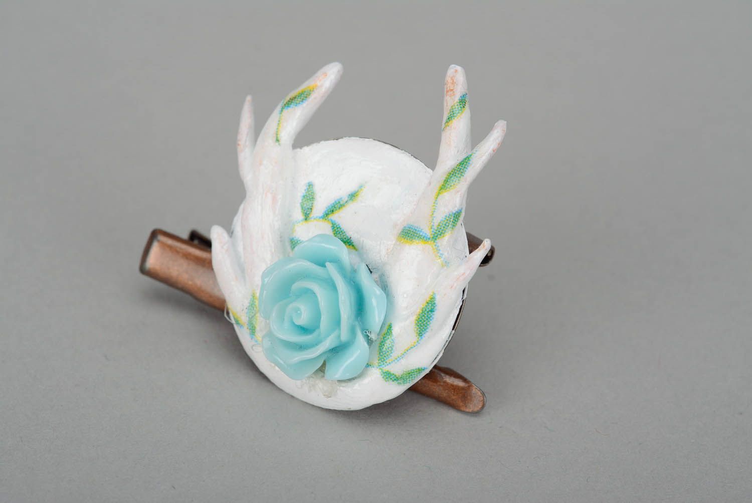 Brooch-hairpin made of polymer clay photo 1