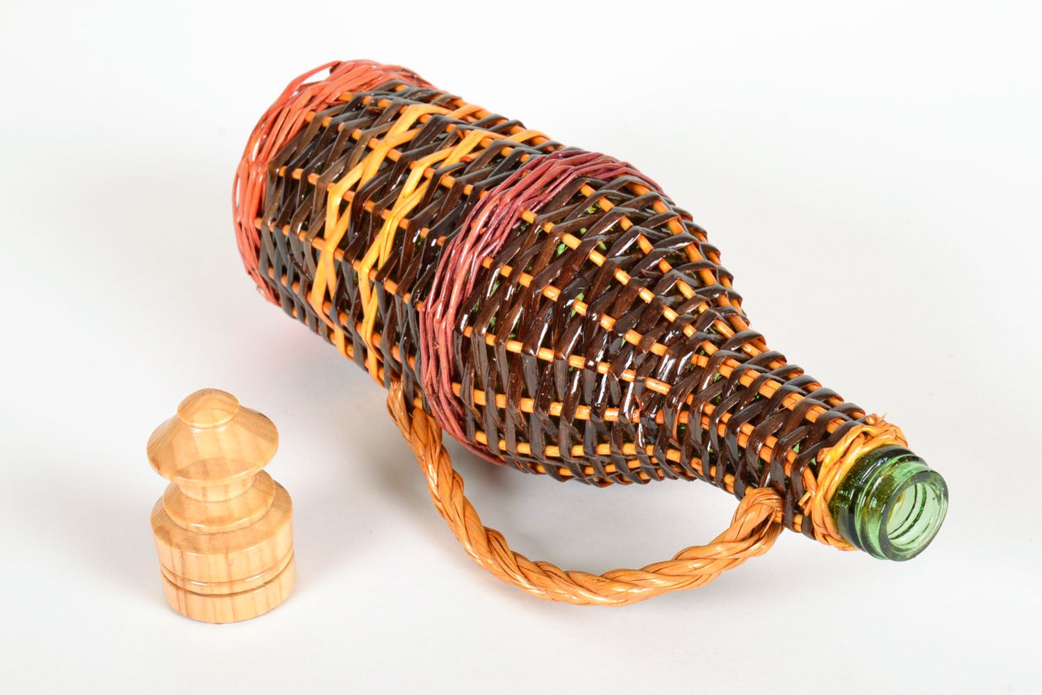 Decorative bottle braided with willow switch photo 2