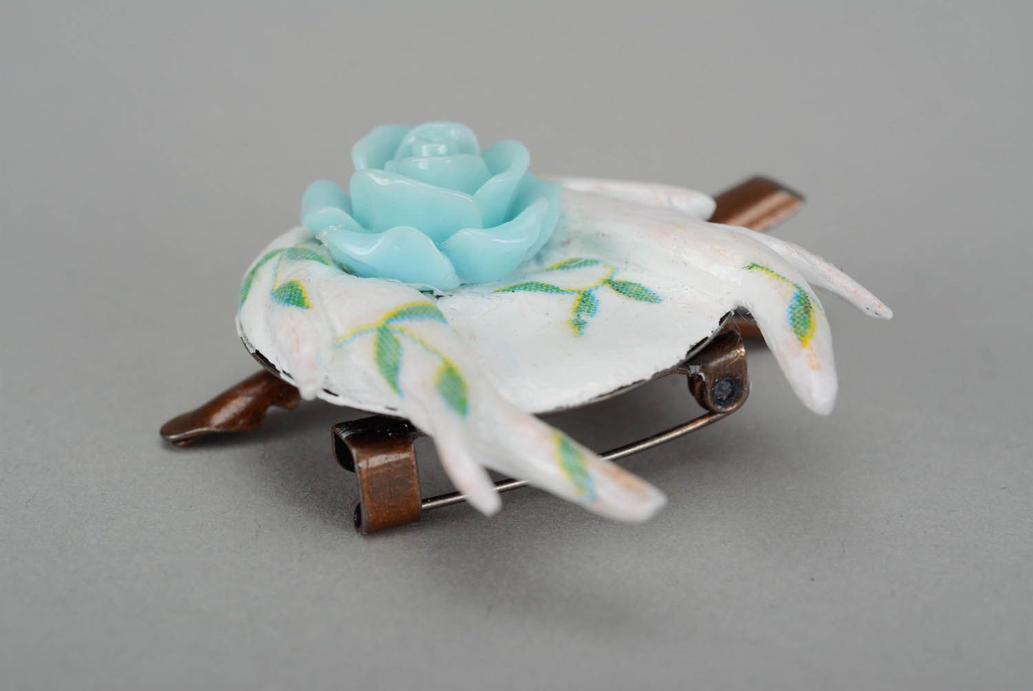 Brooch-hairpin made of polymer clay photo 3