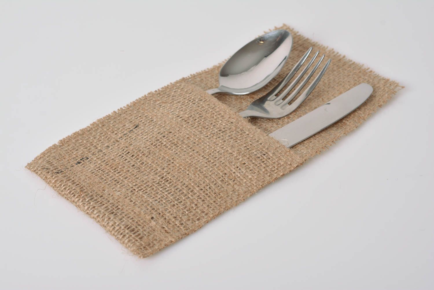 Case for cutlery made of burlap handmade decorative kitchen accessory photo 2