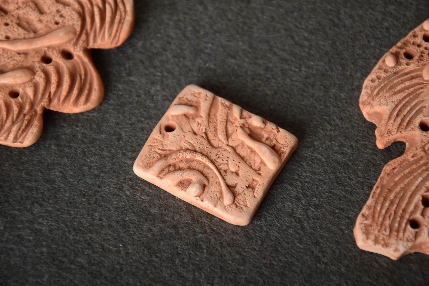 Beautiful homemade square clay craft blank for pendant making DIY photo 1