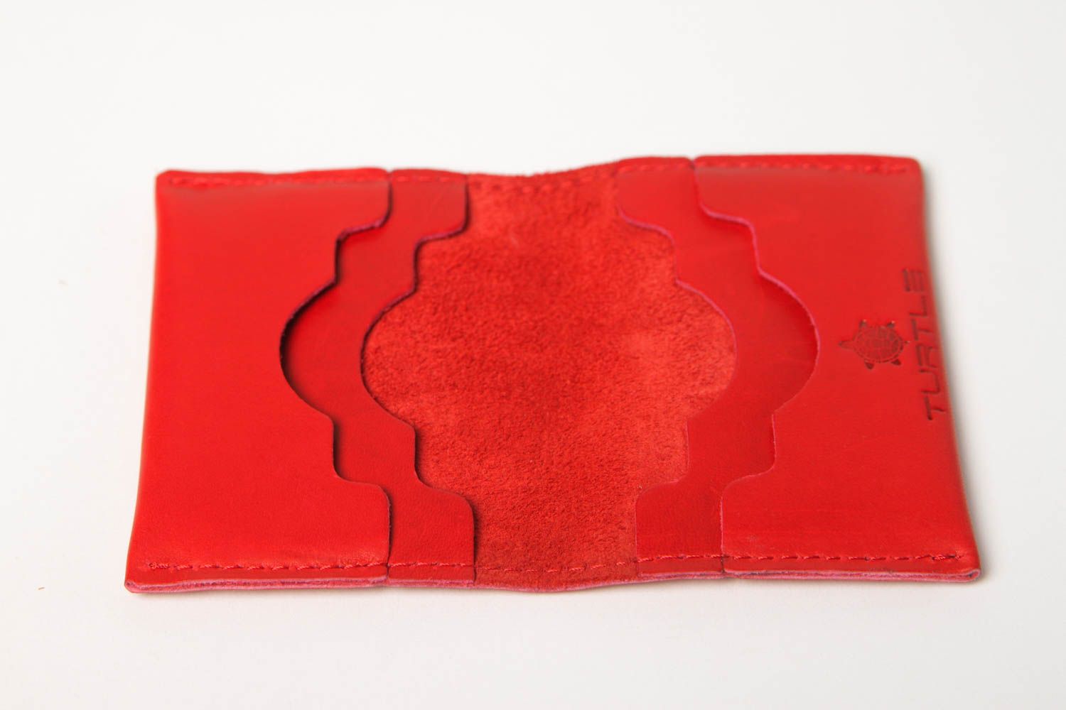 Визитница ручной работы красная кожаная визитница удобная кожаный аксессуар фото 3