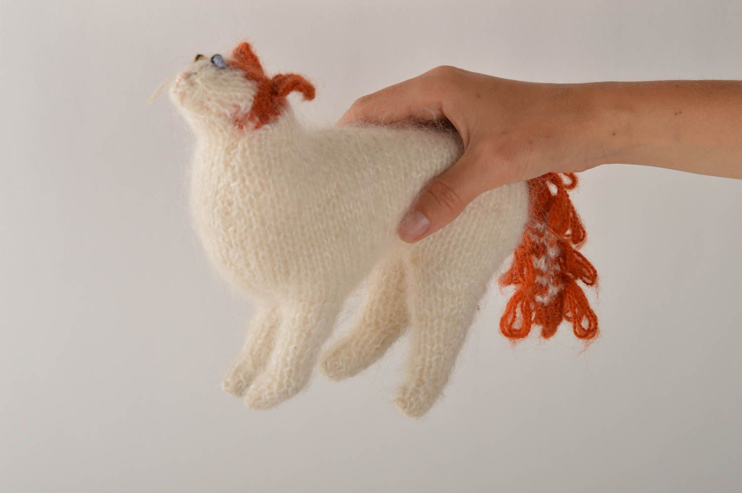 Peluche chat turc de Van Jouet fait main tricoté en mohair Cadeau pour enfant photo 5