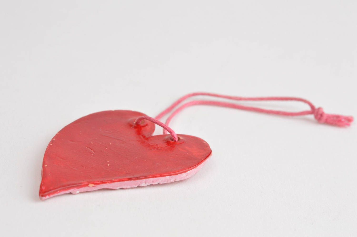 Rotes Herz Deko Anhänger handmade Wohn Accessoire Wand Schmuck aus Ton foto 4