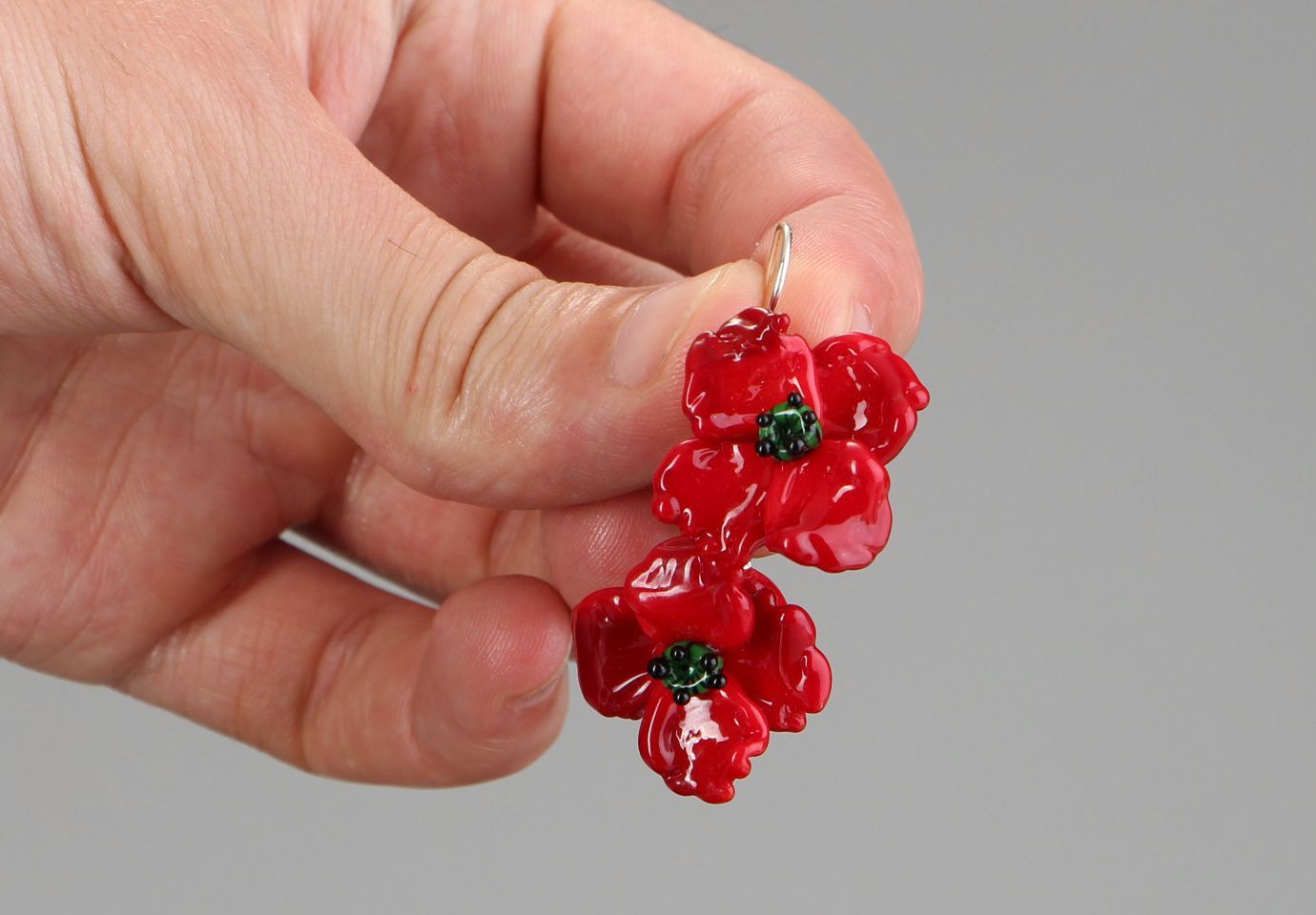 Boucles d'oreilles fait main en forme de fleur  photo 4
