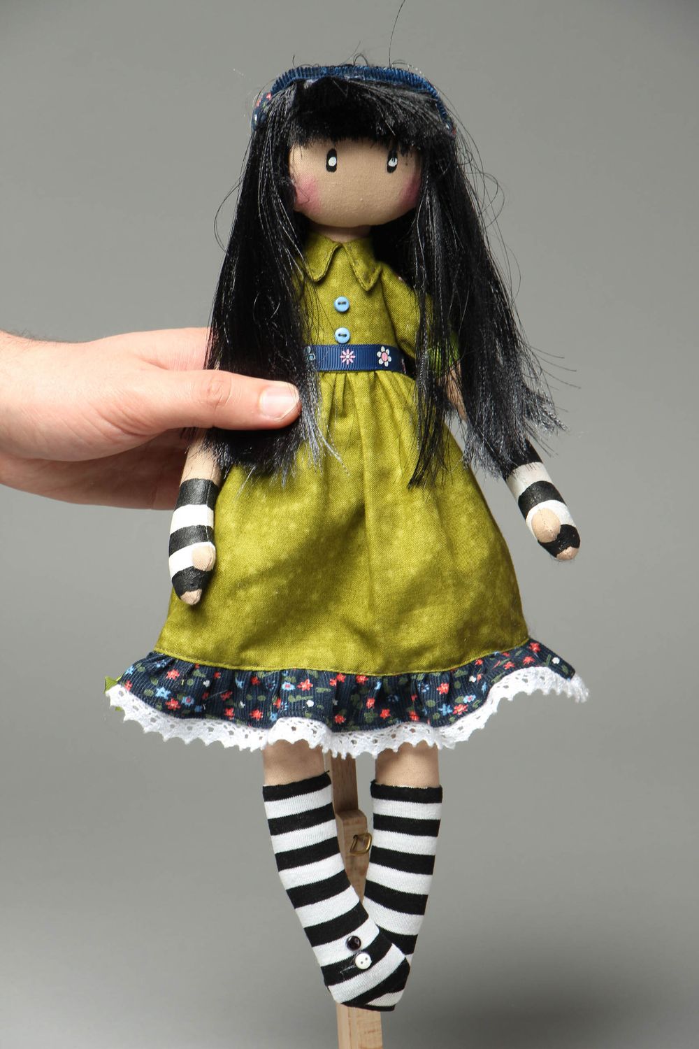 Авторская кукла из хлопчатобумажной ткани Сьюзи фото 4