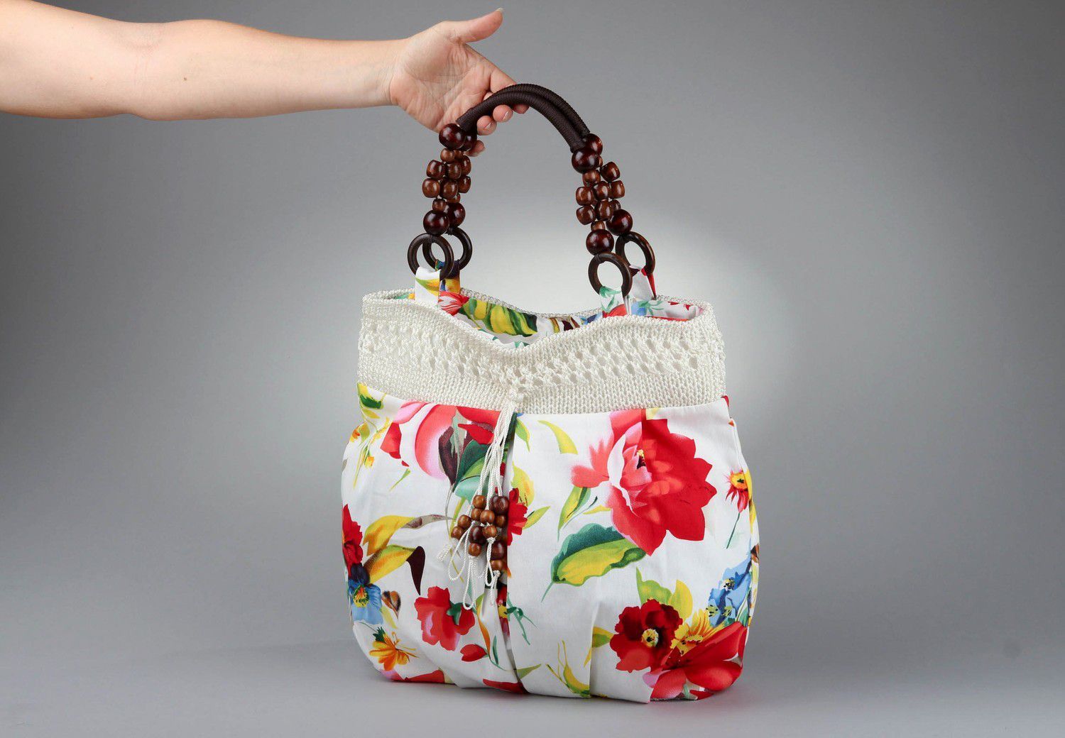 Woman's bag with floral picture photo 1