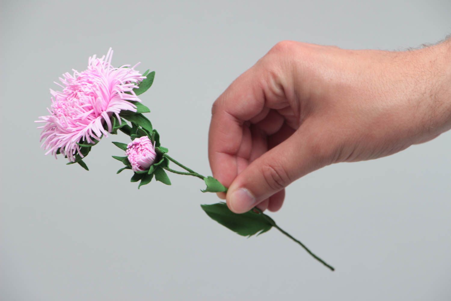 Fleur artificielle décorative belle en foamiran faite à la main Aster photo 5