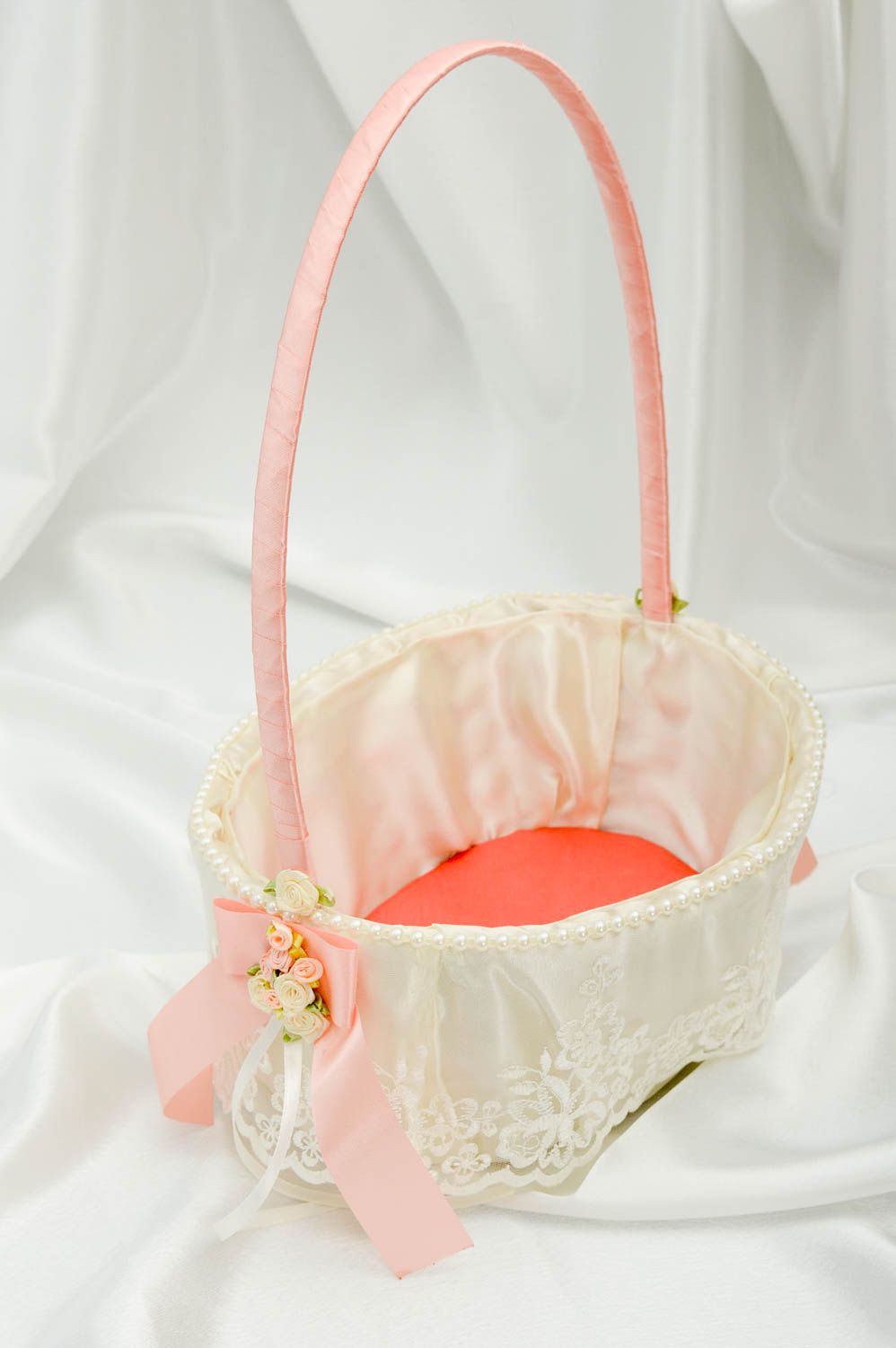 Корзинка для цветов ручной работы свадебная корзинка нежная свадебный аксессуар фото 1