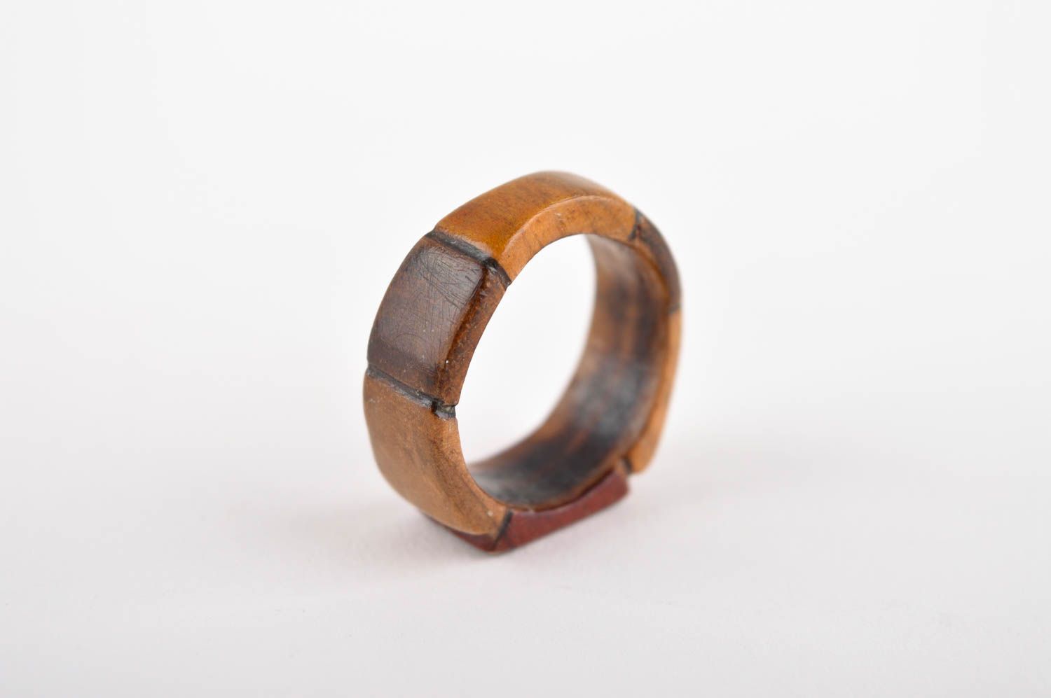 Кольцо из дерева ручной работы модное украшение из дерева стильное кольцо фото 3