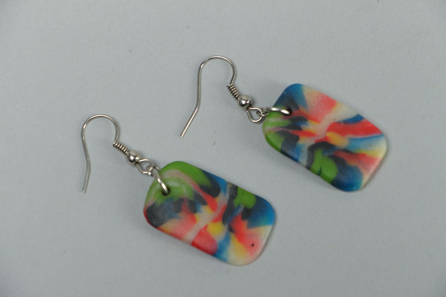 Beautiful colorful polymer clay earrings  photo 1