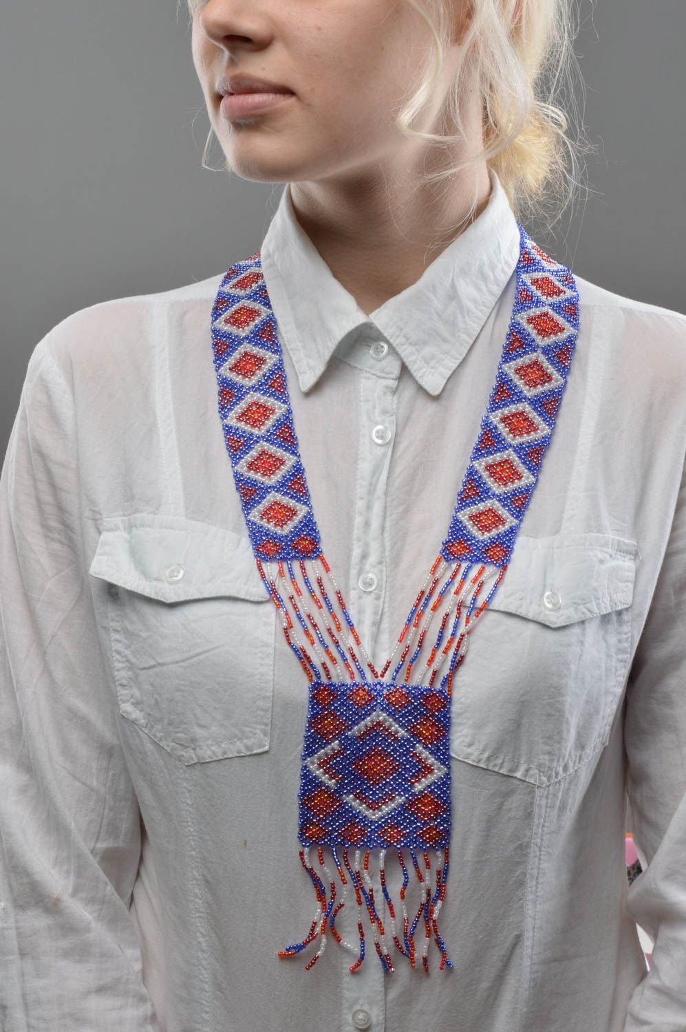 Beaded gerdan necklace handmade ethnic accessory designer native jewelry photo 5