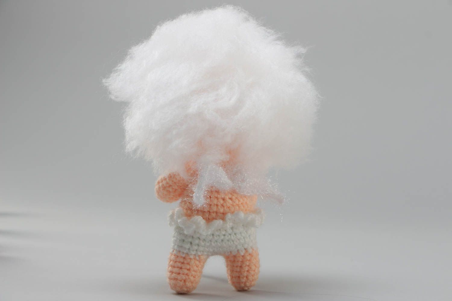 Handmade soft crochet toy in the shape of cute curly cupid with red heart photo 4