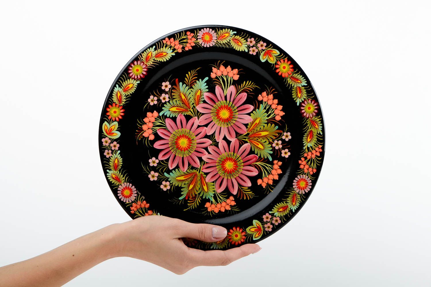 Декор на стену ручной работы шикарная декоративная тарелка расписная посуда фото 2