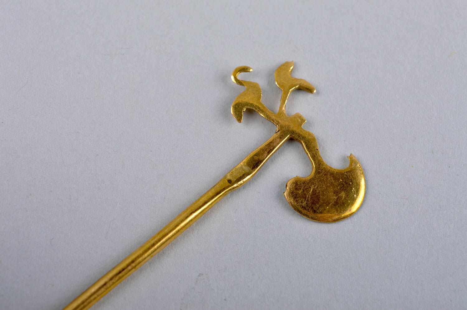 Handmade designer present unusual metal hair accessory brass hair stick photo 4