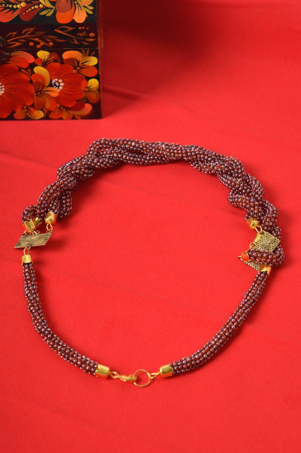 Handmade Schmuck Rocailles Kette Litze Collier Halskette Accessoires für Frauen foto 1